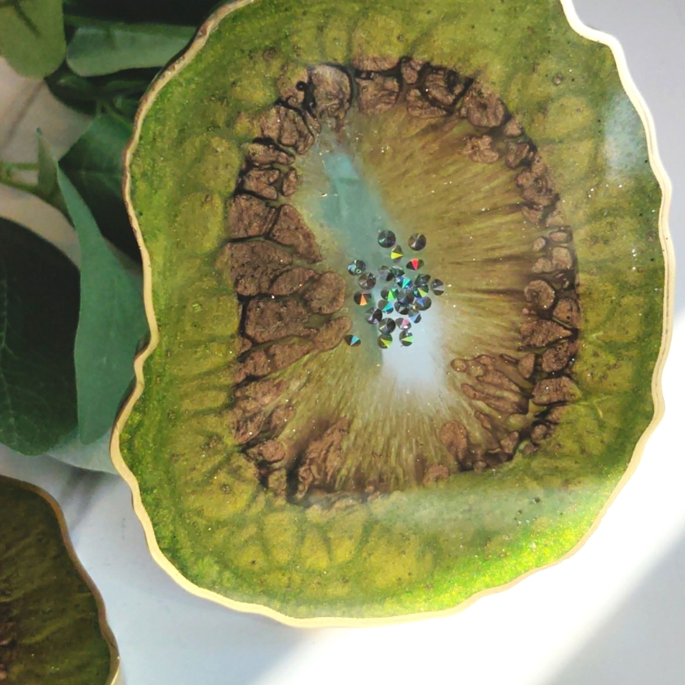 Handmade Brown and Green Resin Coasters - Picture 4 of 5